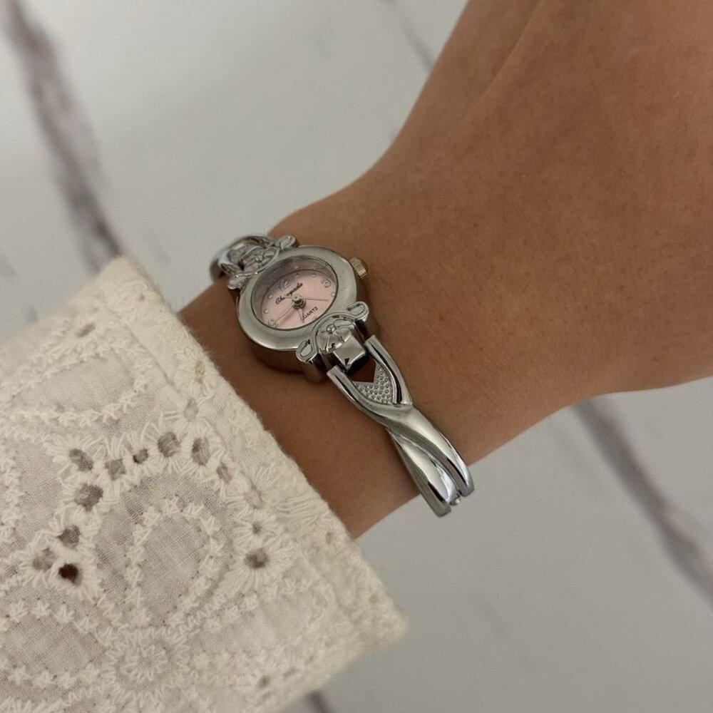 Sku:0211 cute silver pink mini watch vintage style+in a gift box Stainless steel - Picture 7 of 7